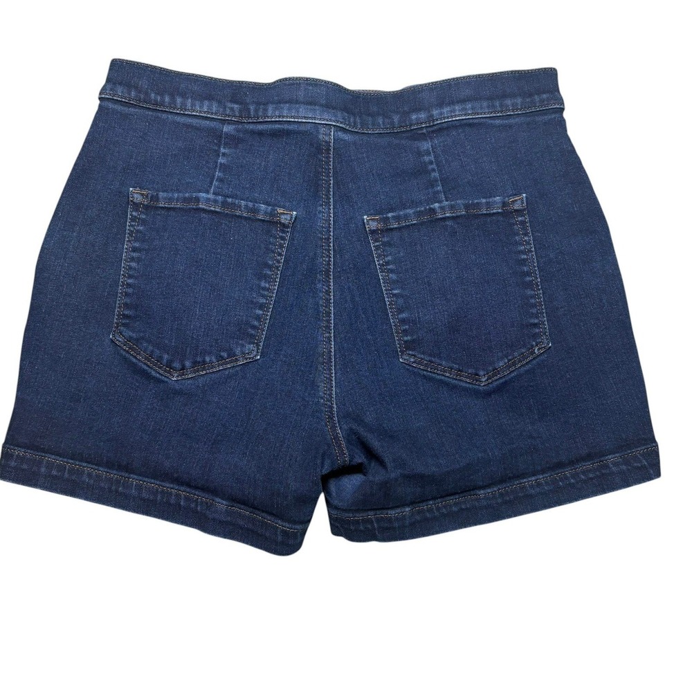 LOFT Outlet Sailor Denim Shorts 8 Blue High Rise Brass Button Dark Wash Indigo - Picture 3 of 8